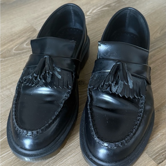 Mens Dr. Martens Black Leather Slip-On Loafers with Fringe main image 5